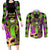 Mardi Gras 2024 Couples Matching Long Sleeve Bodycon Dress and Long Sleeve Button Shirt Jester Mask With Beads Colorful Version - Wonder Print Shop