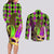 Mardi Gras 2024 Couples Matching Long Sleeve Bodycon Dress and Long Sleeve Button Shirt Jester Mask With Beads Colorful Version - Wonder Print Shop