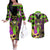 Mardi Gras 2024 Couples Matching Off The Shoulder Long Sleeve Dress and Hawaiian Shirt Jester Mask With Beads Colorful Version - Wonder Print Shop