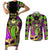 Mardi Gras 2024 Couples Matching Short Sleeve Bodycon Dress and Long Sleeve Button Shirt Jester Mask With Beads Colorful Version - Wonder Print Shop