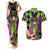 Mardi Gras 2024 Couples Matching Tank Maxi Dress and Hawaiian Shirt Jester Mask With Beads Colorful Version - Wonder Print Shop