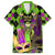 Mardi Gras 2024 Family Matching Short Sleeve Bodycon Dress and Hawaiian Shirt Jester Mask With Beads Colorful Version - Wonder Print Shop