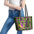 Mardi Gras 2024 Leather Tote Bag Jester Mask With Beads Colorful Version - Wonder Print Shop