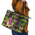 Mardi Gras 2024 Leather Tote Bag Jester Mask With Beads Colorful Version - Wonder Print Shop