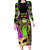 Mardi Gras 2024 Long Sleeve Bodycon Dress Jester Mask With Beads Colorful Version - Wonder Print Shop