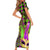 Mardi Gras 2024 Short Sleeve Bodycon Dress Jester Mask With Beads Colorful Version - Wonder Print Shop