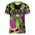 Mardi Gras 2024 Women V Neck T Shirt Jester Mask With Beads Colorful Version - Wonder Print Shop