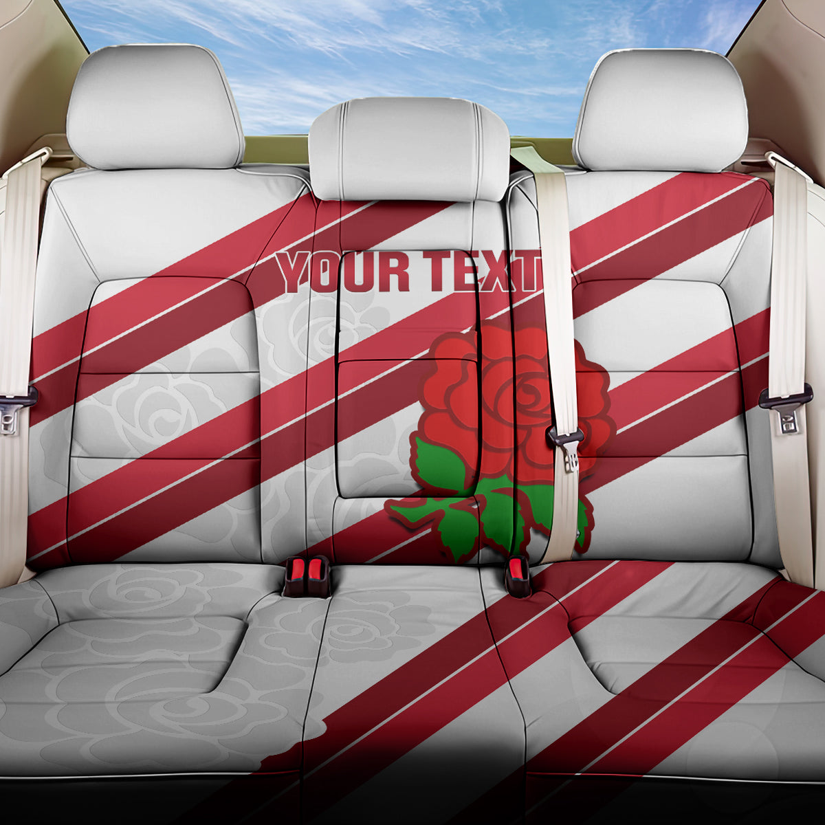 Custom England Rugby Back Car Seat Cover 2024 Go Champions Red Rose Sporty Version - Wonder Print Shop