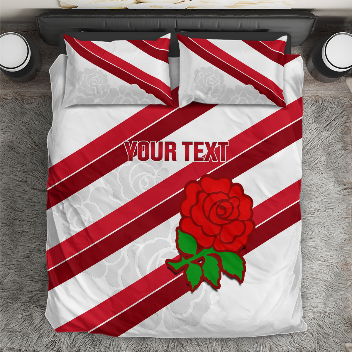 Custom England Rugby Bedding Set 2024 Go Champions Red Rose Sporty Version - Wonder Print Shop