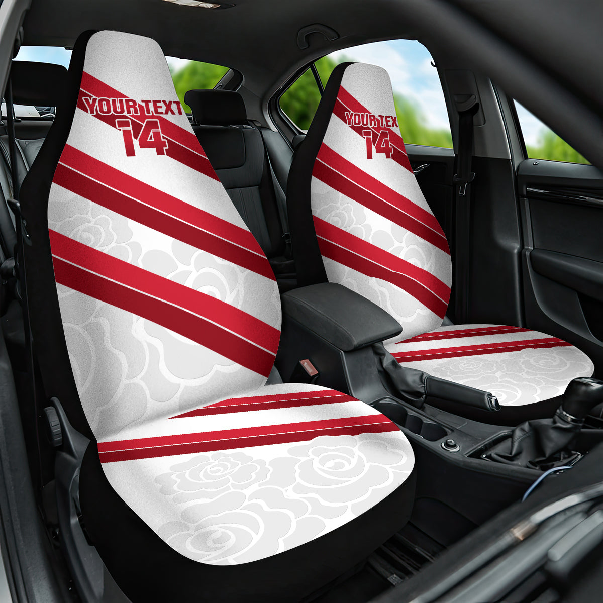 Custom England Rugby Car Seat Cover 2024 Go Champions Red Rose Sporty Version - Wonder Print Shop