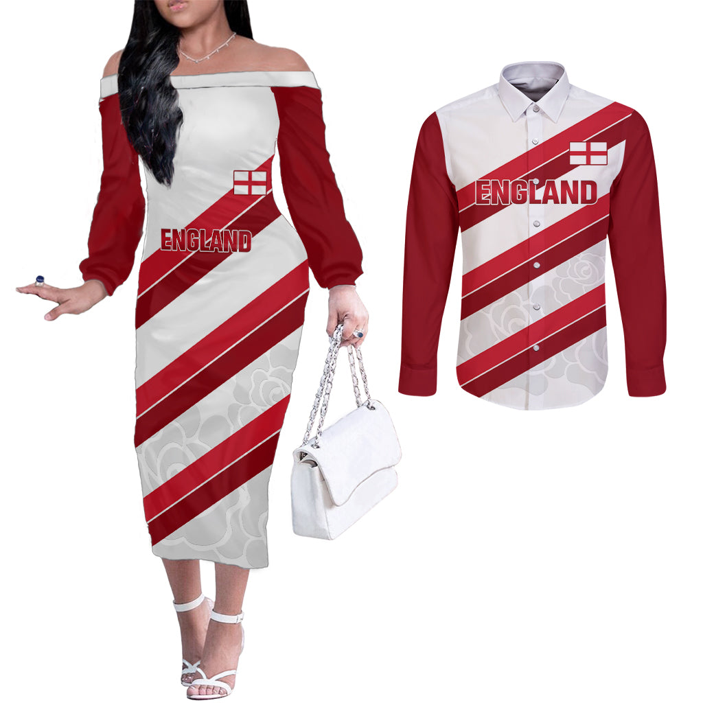 custom-england-rugby-couples-matching-off-the-shoulder-long-sleeve-dress-and-long-sleeve-button-shirt-2024-go-champions-red-rose-sporty-version