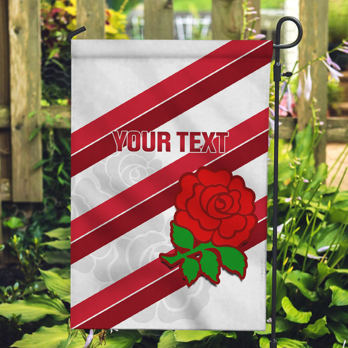 Custom England Rugby Garden Flag 2024 Go Champions Red Rose Sporty Version - Wonder Print Shop