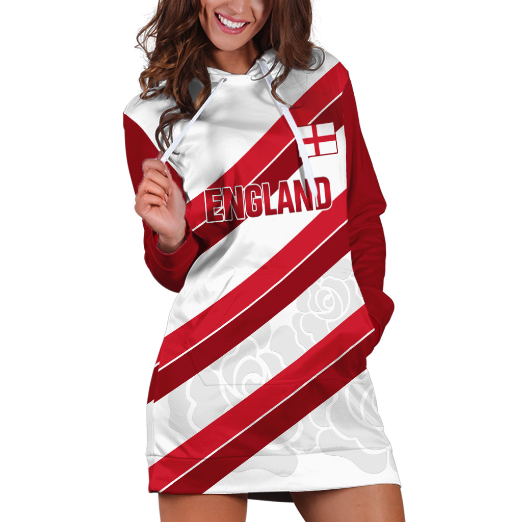 Custom England Rugby Hoodie Dress 2024 Go Champions Red Rose Sporty Version - Wonder Print Shop