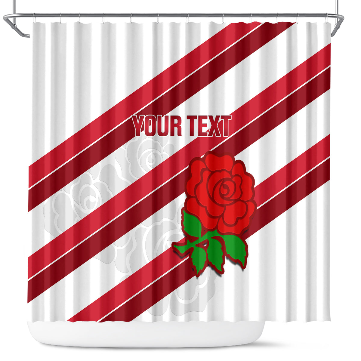 Custom England Rugby Shower Curtain 2024 Go Champions Red Rose Sporty Version