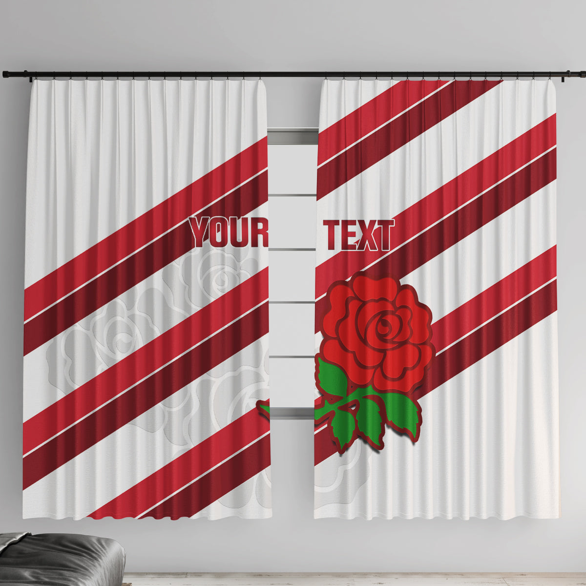 Custom England Rugby Window Curtain 2024 Go Champions Red Rose Sporty Version