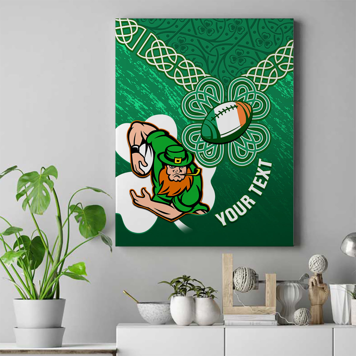 Custom Ireland Rugby Canvas Wall Art 2024 Irish Shamrocks With Celtic Pattern - Wonder Print Shop