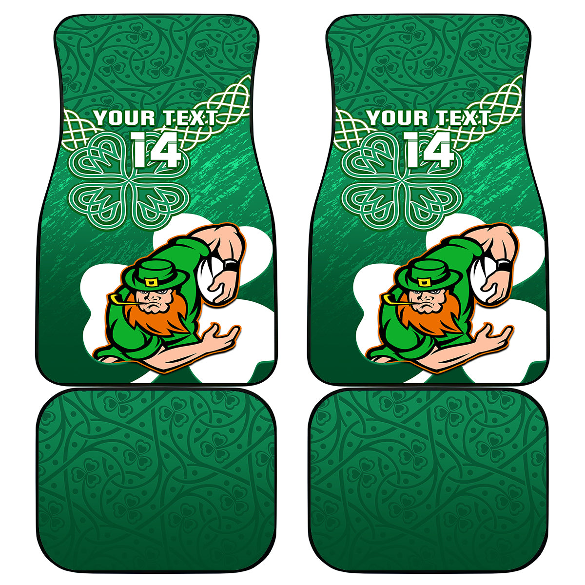 Custom Ireland Rugby Car Mats 2024 Irish Shamrocks With Celtic Pattern - Wonder Print Shop