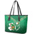 Custom Ireland Rugby Leather Tote Bag 2024 Irish Shamrocks With Celtic Pattern - Wonder Print Shop