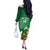 Custom Ireland Rugby Off The Shoulder Long Sleeve Dress 2024 Irish Shamrocks With Celtic Pattern - Wonder Print Shop