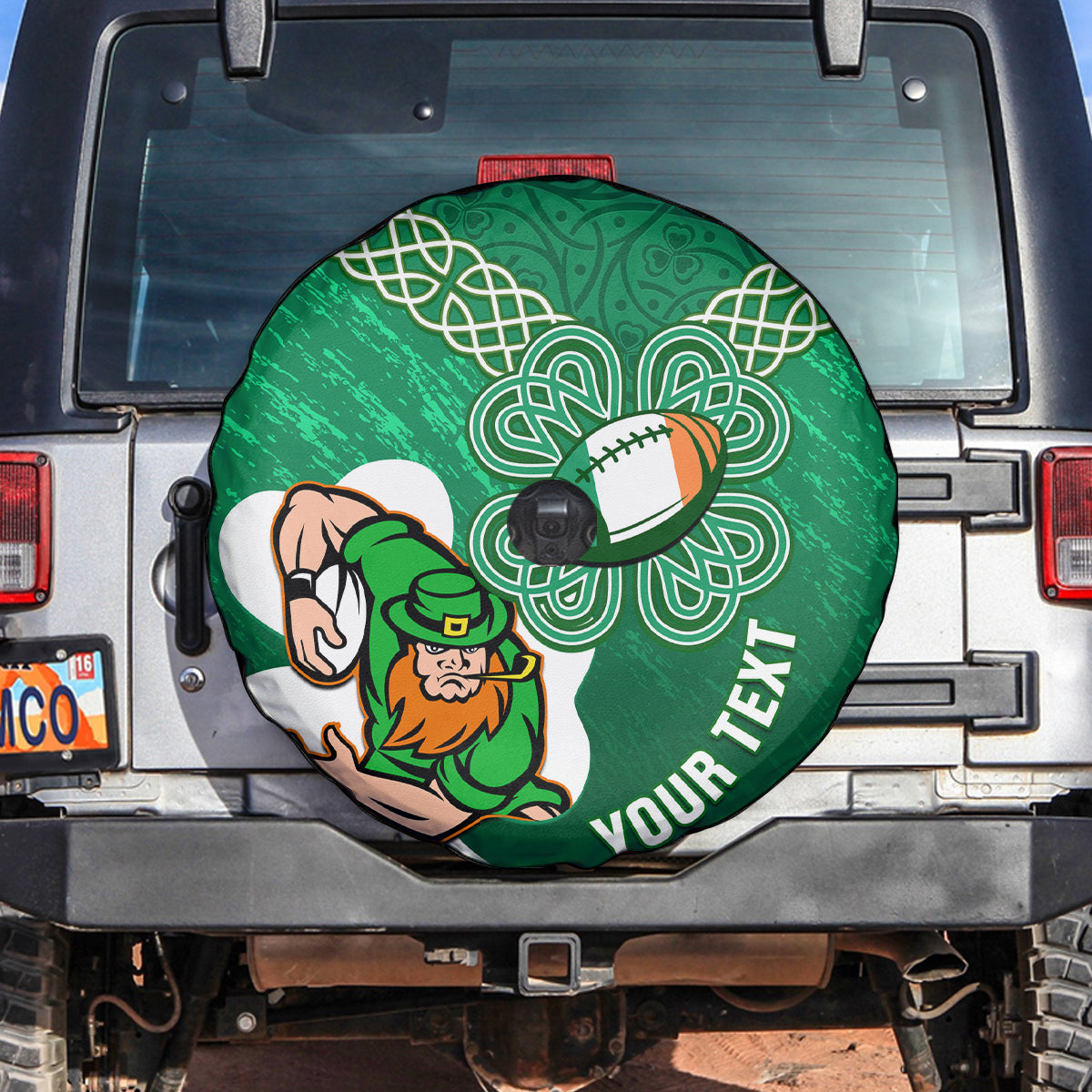 Custom Ireland Rugby Spare Tire Cover 2024 Irish Shamrocks With Celtic Pattern