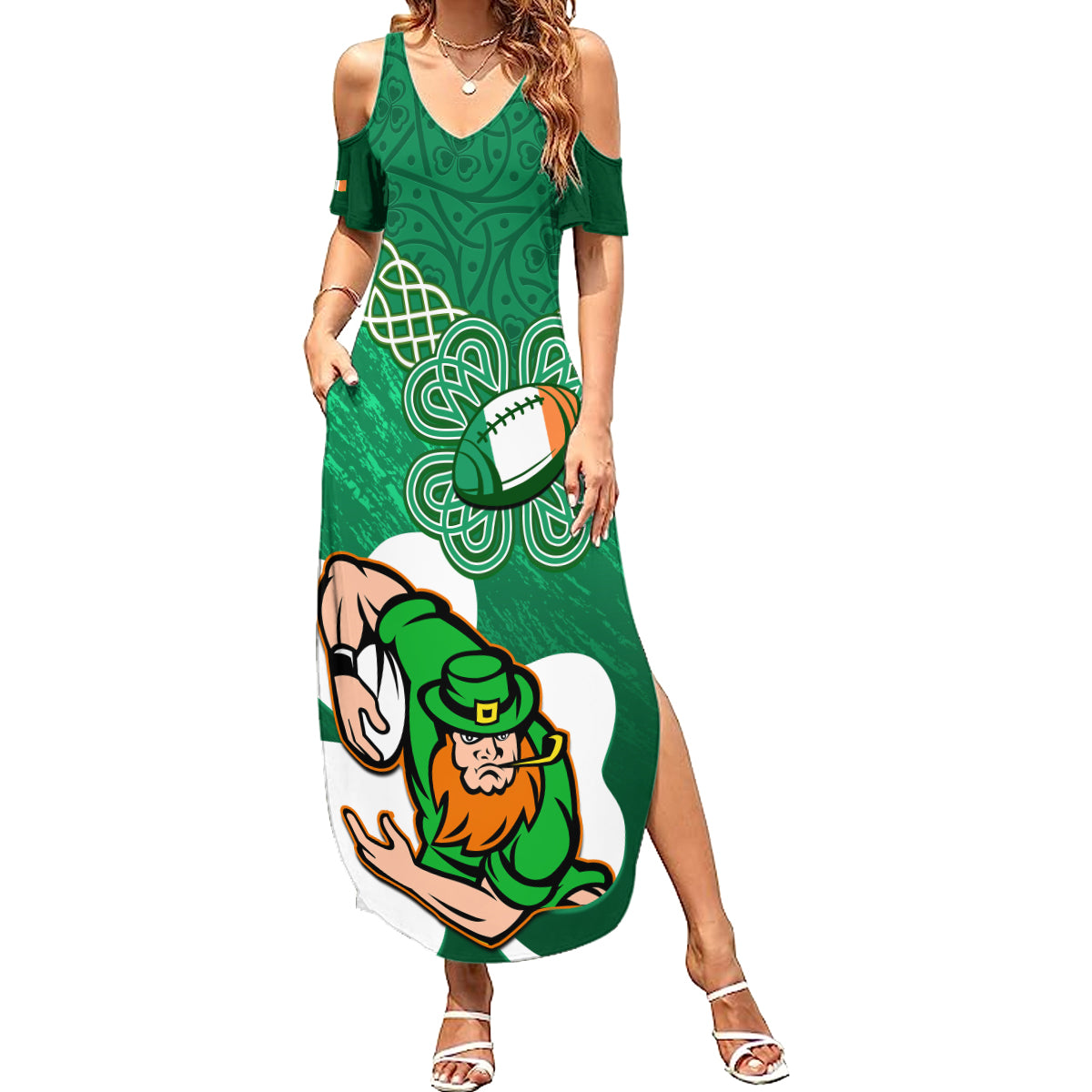 custom-ireland-rugby-summer-maxi-dress-2024-irish-shamrocks-with-celtic-pattern