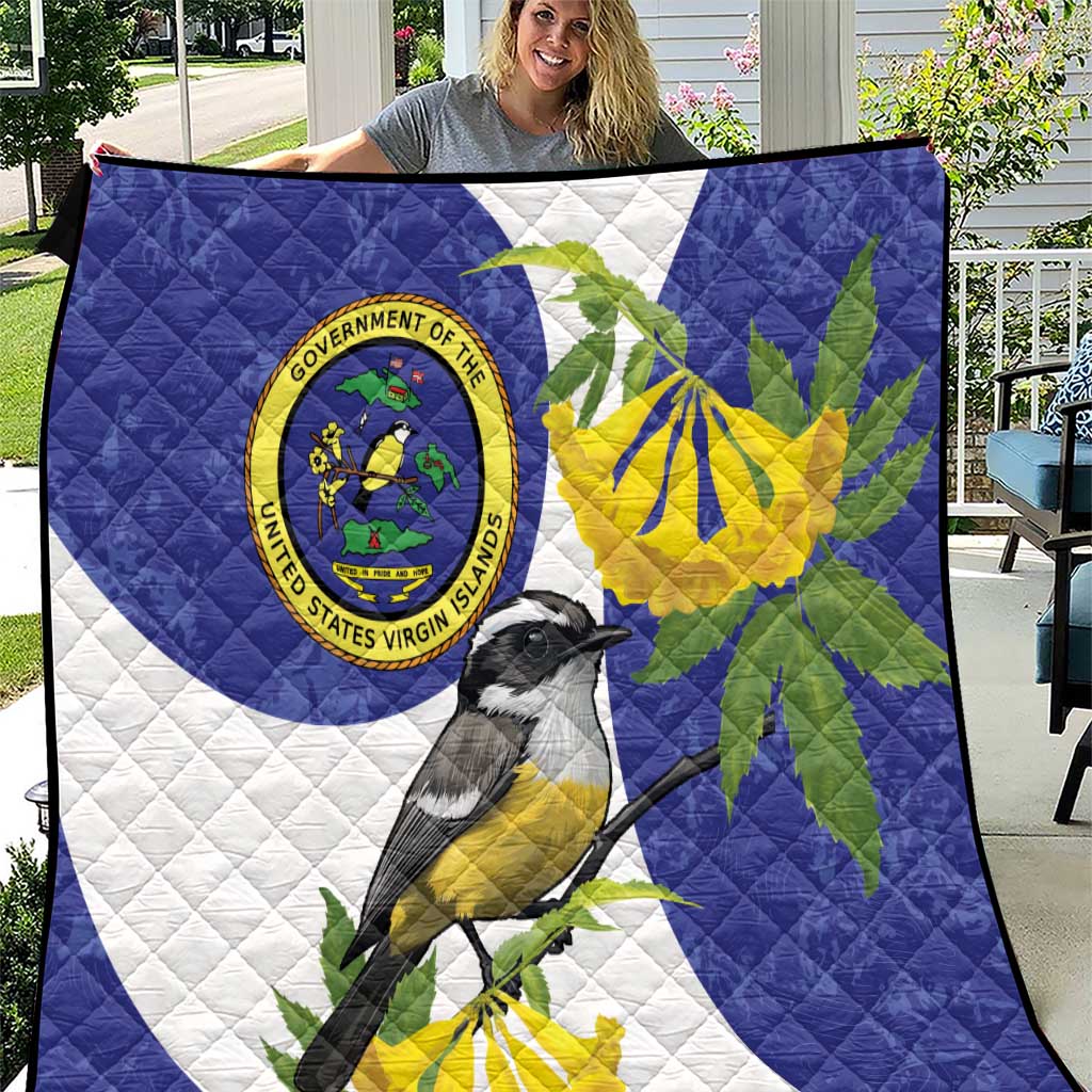 US Virgin Islands Quilt Bananaquit Bird Mix Ginger Thomas Flower - Wonder Print Shop