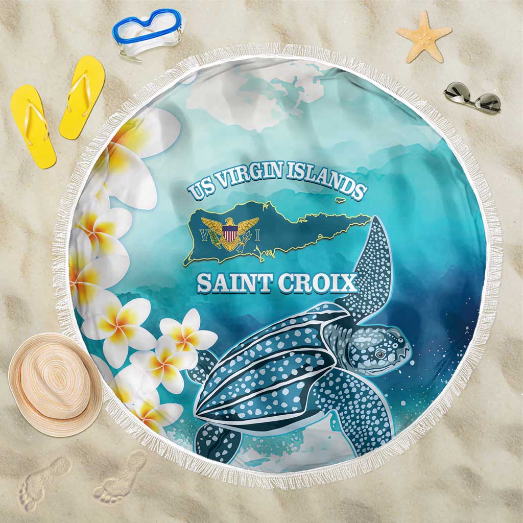 US Virgin Islands St Croix Beach Blanket Twin City Leatherback With Plumeria - Wonder Print Shop