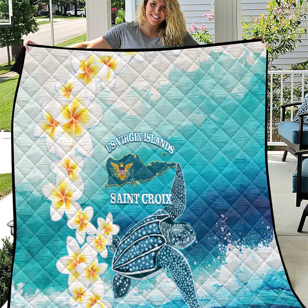 US Virgin Islands St Croix Quilt Twin City Leatherback With Plumeria - Wonder Print Shop