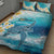 US Virgin Islands St Croix Quilt Bed Set Twin City Leatherback With Plumeria - Wonder Print Shop