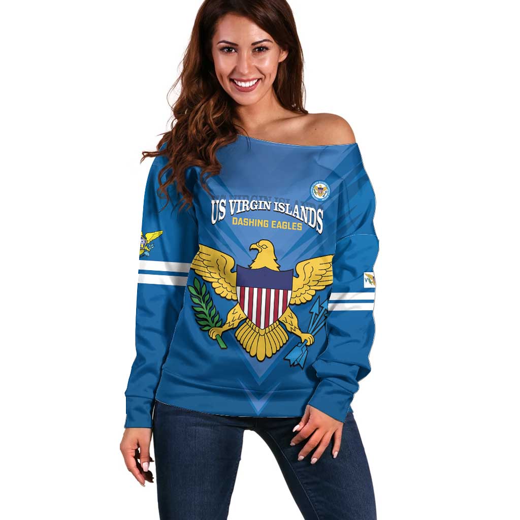 Custom US Virgin Islands Soccer Off Shoulder Sweater Go Dashing Eagles Sporty Style