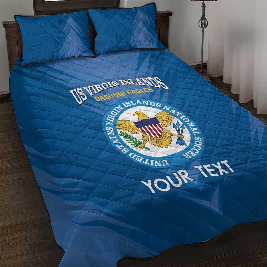 Custom US Virgin Islands Soccer Quilt Bed Set Go Dashing Eagles Sporty Style - Wonder Print Shop