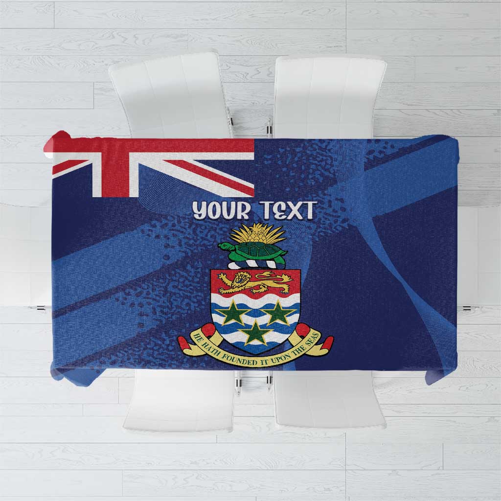 Blue Cayman Island coat of arms tablecloth with grunge pattern, rectangular top cover