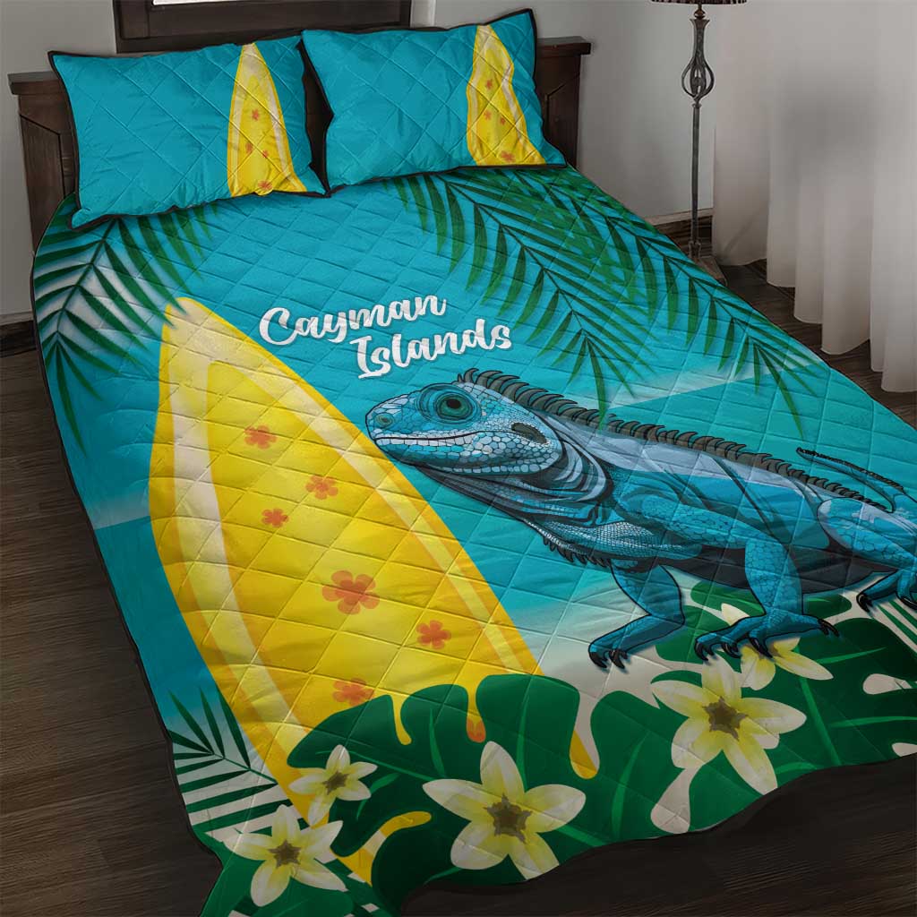 Blue Iguana Cayman Islands Quilt Bed Set Turquoise Tropical Vibes - Wonder Print Shop