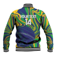 Brazil Football Custom Baseball Jacket 2026 Vamos Brasil Marble Pattern - Wonder Print Shop