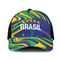 Brazil Football Baseball Net Cap 2026 Vamos Brasil Marble Pattern