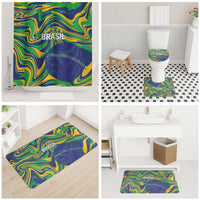 Brazil Football Bathroom Set 2026 Vamos Brasil Marble Pattern - Wonder Print Shop