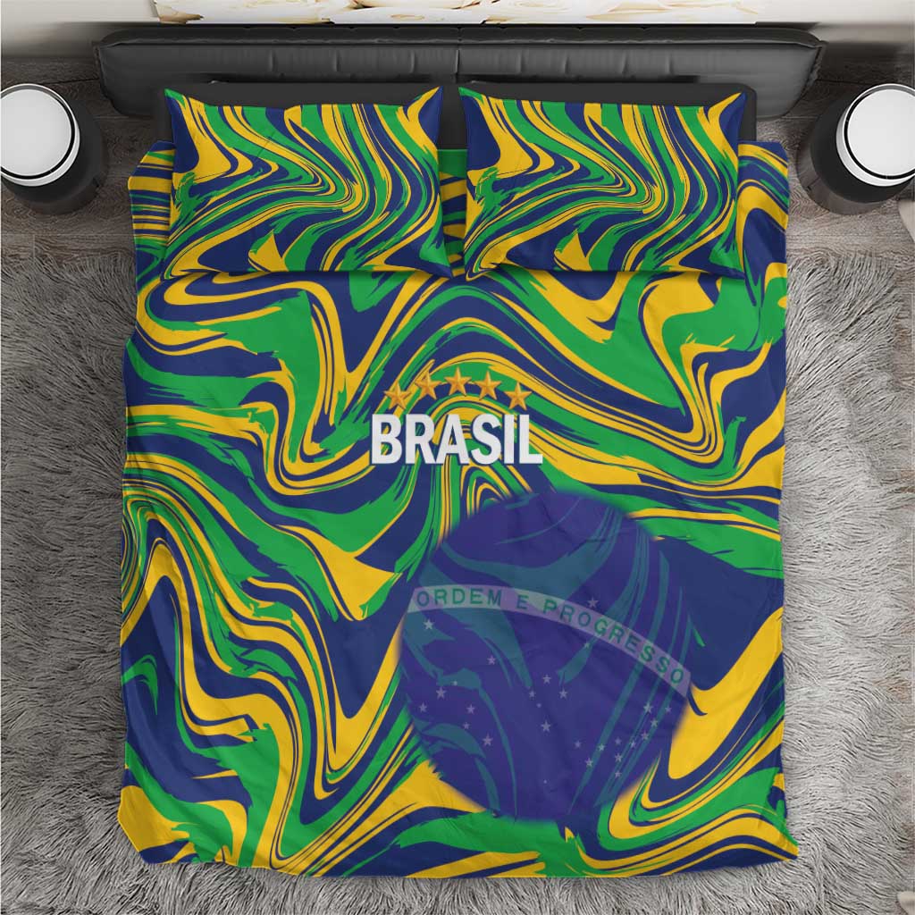 Brazil Football Bedding Set 2026 Vamos Brasil Marble Pattern - Wonder Print Shop