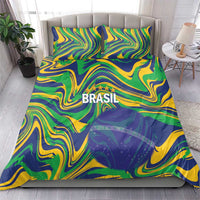 Brazil Football Bedding Set 2026 Vamos Brasil Marble Pattern - Wonder Print Shop