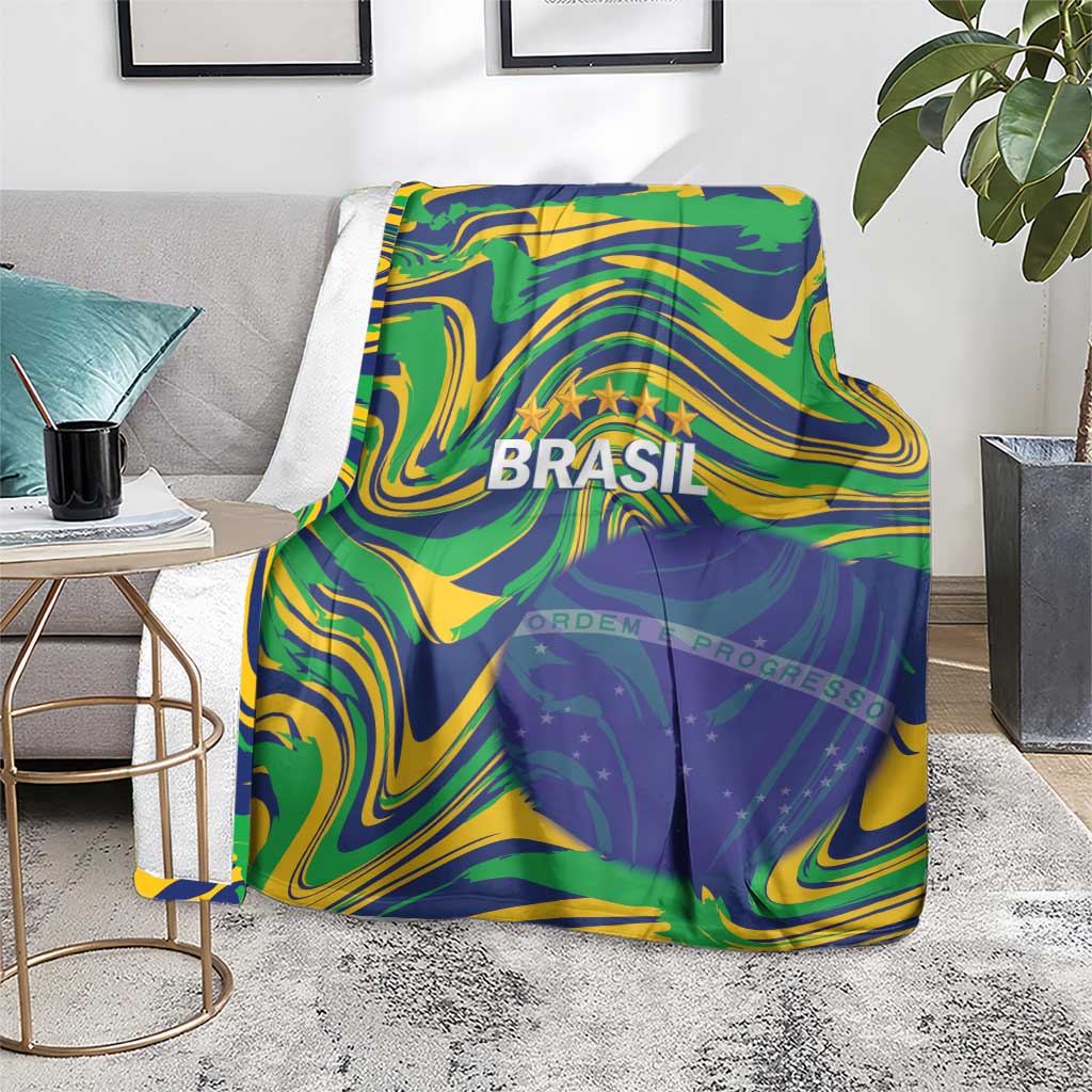 Brazil Football Blanket 2026 Vamos Brasil Marble Pattern - Wonder Print Shop