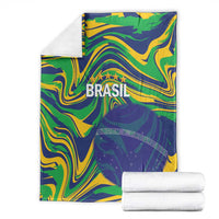 Brazil Football Blanket 2026 Vamos Brasil Marble Pattern - Wonder Print Shop