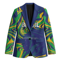 Brazil Football Custom Blazer 2026 Vamos Brasil Marble Pattern - Wonder Print Shop