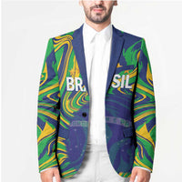 Brazil Football Custom Blazer 2026 Vamos Brasil Marble Pattern - Wonder Print Shop