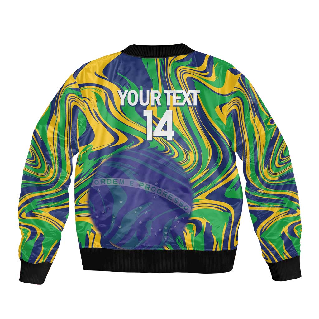Brazil Football Custom Bomber Jacket 2026 Vamos Brasil Marble Pattern - Wonder Print Shop