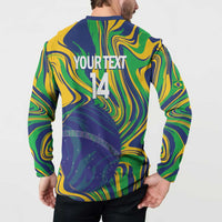 Brazil Football Custom Button Sweatshirt 2026 Vamos Brasil Marble Pattern - Wonder Print Shop