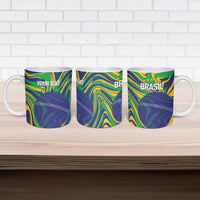 Brazil Football Custom Ceramic Mug 2026 Vamos Brasil Marble Pattern - Wonder Print Shop