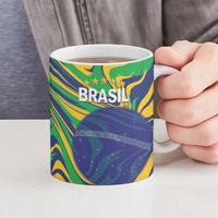 Brazil Football Custom Ceramic Mug 2026 Vamos Brasil Marble Pattern - Wonder Print Shop