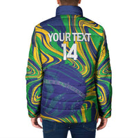 Brazil Football Custom Padded Jacket 2026 Vamos Brasil Marble Pattern - Wonder Print Shop