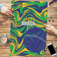 Brazil Football Puzzle 2026 Vamos Brasil Marble Pattern - Wonder Print Shop
