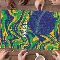 Brazil Football Puzzle 2026 Vamos Brasil Marble Pattern - Wonder Print Shop