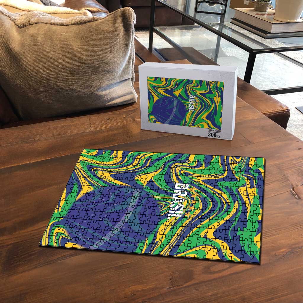 Brazil Football Puzzle 2026 Vamos Brasil Marble Pattern - Wonder Print Shop
